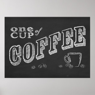 Póster uma xícara de café CHALK ART