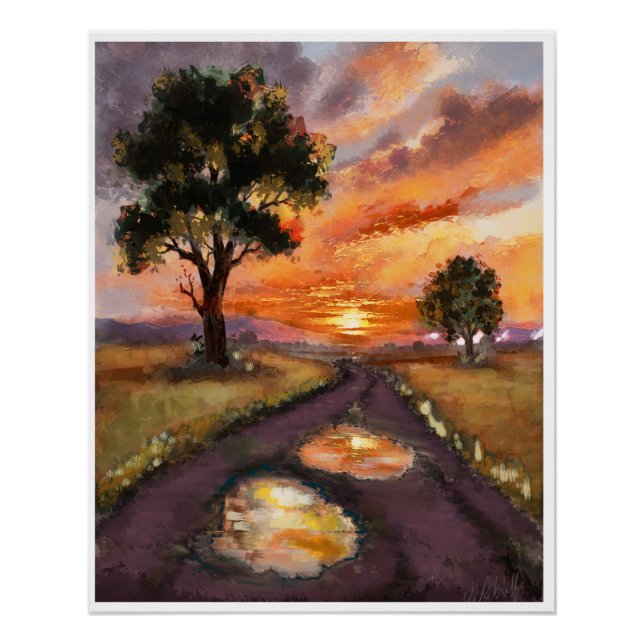 Póster Un soir de pluie soleil couchant. (Frente)