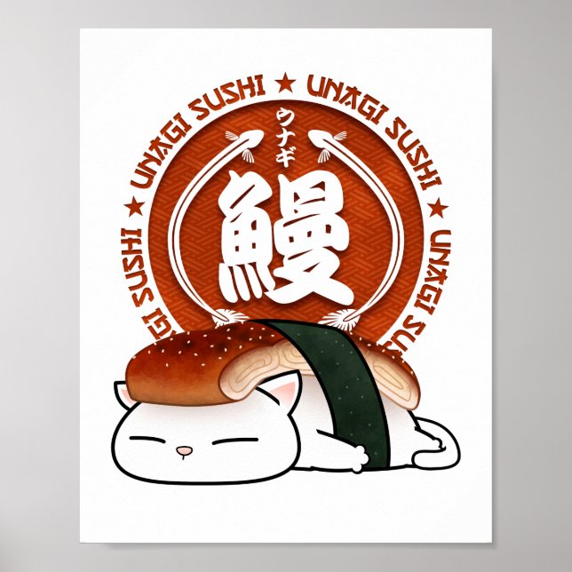 Poster Unagi Eel Sushi Cat (Frente)