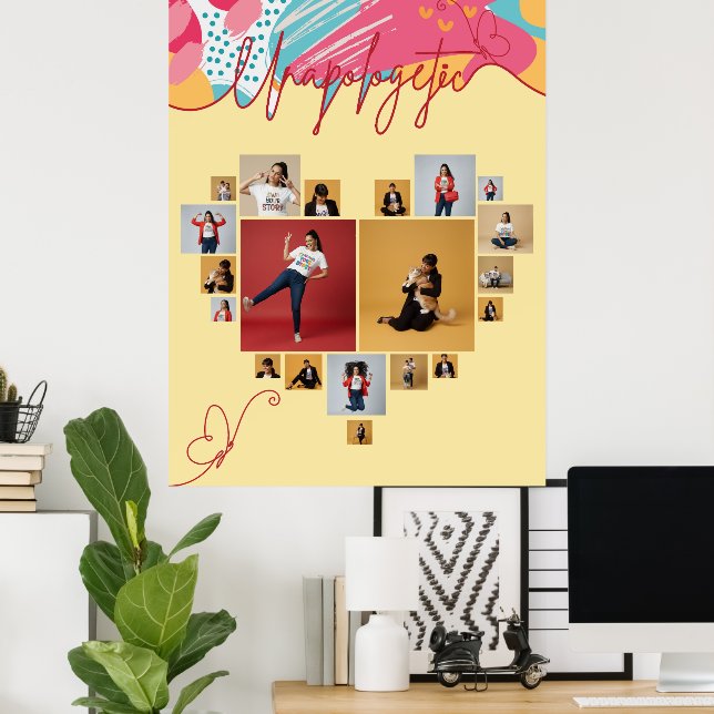 Poster Unapologetic Personalized Feminine Photo Collage (Escritório em casa)