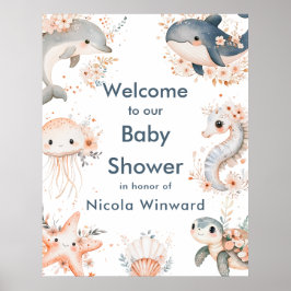 Poster Under The Sea Animals Birthday Party Welcome