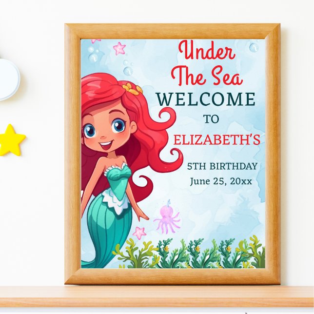 Poster Under the sea Mermaid Birthday Girl (Criador carregado)
