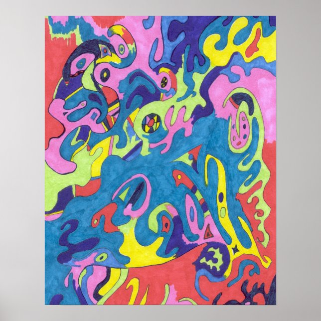 Póster "Underwater Playground" 16x20 Abstrato Art (Frente)