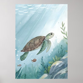 Poster Underwater world with turtle