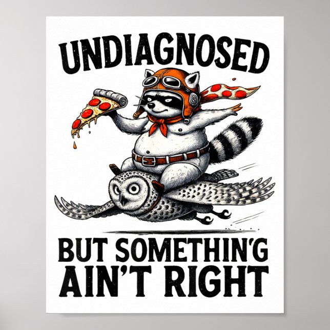 Poster Undiagnosed Soing Aint Right Funny Raccoon Zza Owl (Frente)