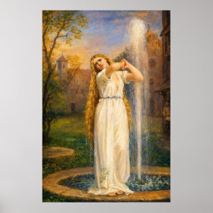 Poster Undine por John William Waterhouse (Cores Vibrante