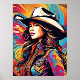 Poster Une belle femme cow-boy