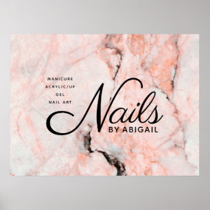 Poster Unhas Douradas De Marble Rosa Branca Moderna Por "