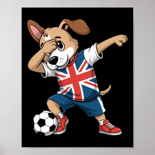 Poster União Jack do Cão Dabbing do Futebol do Reino Unid
