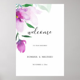 Poster Unicidade das Flores de Arte em Aquarela Violeta