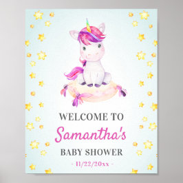 Poster Unicorn Baby Girl Chá Sprinkle Party Bem-vindo
