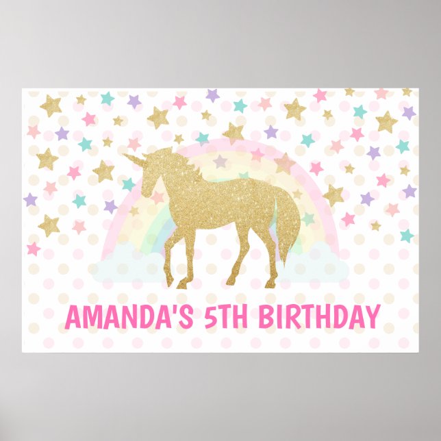 Poster Unicorn Backdrop, Unicorn Birthday (Frente)