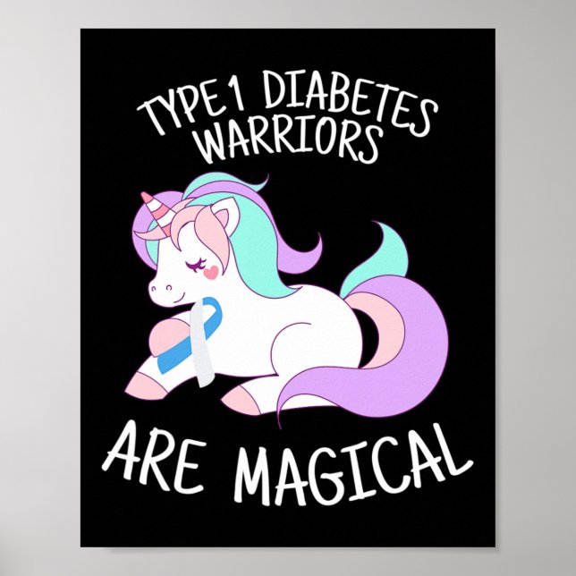 Poster Unicorn Diabetes Warrior Gift  (Frente)