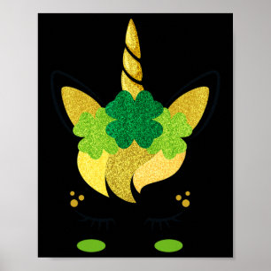 Poster Unicorn Face Dia de São Patrício Irlandesas Rapari