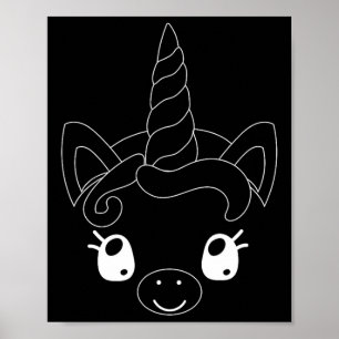 Poster Unicorn Face Halloween Costume Kid Unicorn Cute Ey