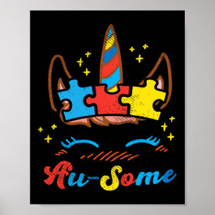 Poster Unicorn Face Quebra-cabeça Autismo Sensibilização 