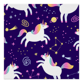 Póster Unicorn Fan Club - Padrão Cute