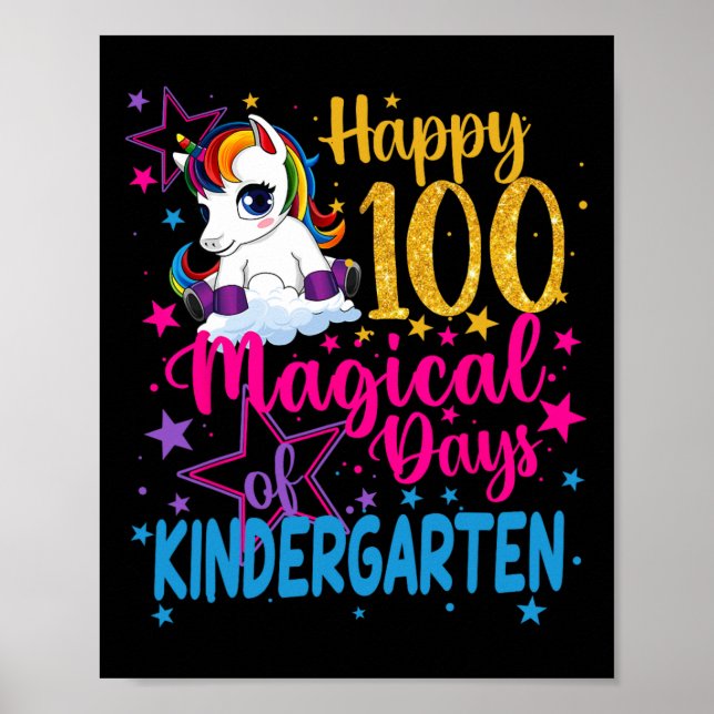 Poster Unicorn Feliz 100 Dias Mágicos De Kinder (Frente)