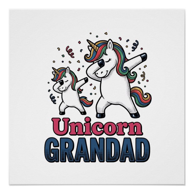 Póster Unicorn Grandad Vintage Engraving Shirt Design_1 (Frente)