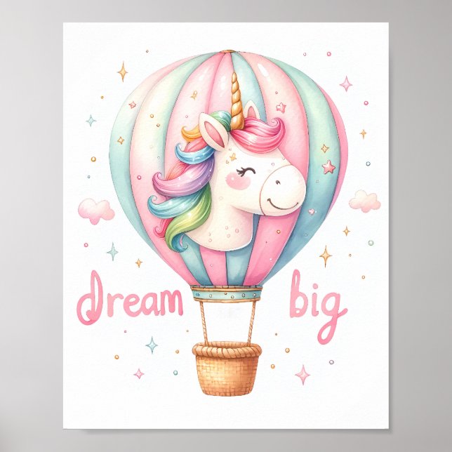 Poster Unicorn Hot Air Balloon NurserArt (Frente)