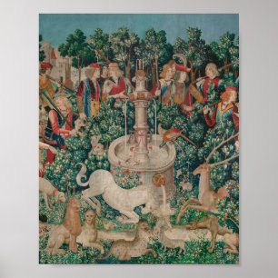 Poster Unicorn Hunt Medieval Art - Unicórnio Encontrado