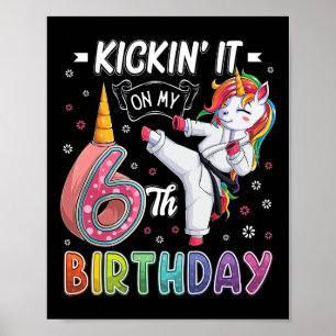 Poster Unicorn Karate 6 Birthday, 6 anos Taekwo