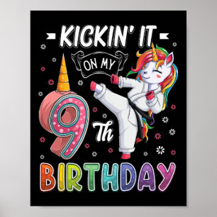 Poster Unicorn Karate 9º Aniversário 9 Anos