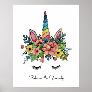 Poster Unicorn Pisca Com Rainbow Horn