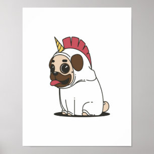 Poster Unicorn Puppy Cute Pug Dog Lover Gift