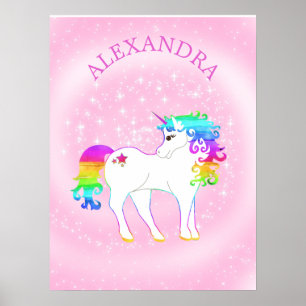 Poster Unicorn Rainbow Magical Pink Cute