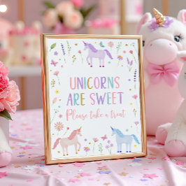 Poster Unicorn - Símbolo de Aniversário do Pastel Rosa-Ro