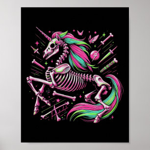 Poster Unicorn Skeleton Fantasy Halloween Punk Rock Zombi