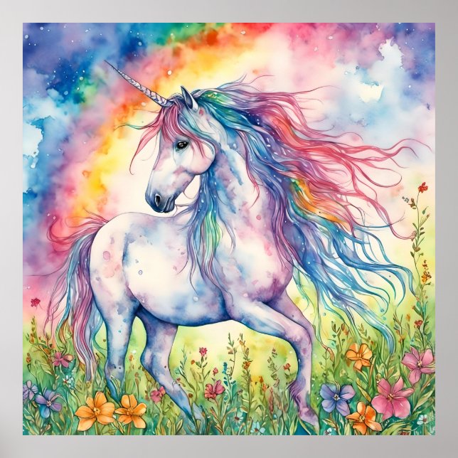 Poster Unicorn Watercolor (Frente)
