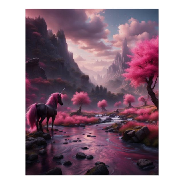 Póster Unicórnio a Rosa (Frente)