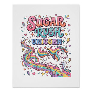 Póster Unicórnio Açúcar Rush Unicórnio Kawaii Mercado Art