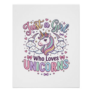 Póster Unicórnio Apenas uma Garota que Ama Unicórnios Fun