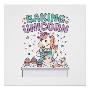 Póster Unicórnio Assando Unicórnio Produto Trendy Gráfico