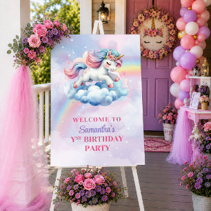Poster Unicórnio Caprichoso Cores Pastel Menina Aniversár
