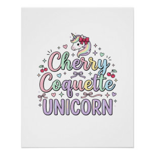 Póster Unicórnio Cereja Coquete Unicórnio Original Zazzle