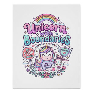 Póster Unicórnio com Limites Roupas Encantadoras Gráfico_