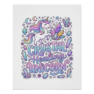 Póster Unicórnio Cristal Cura Presente Unicórnio Ideia Ve