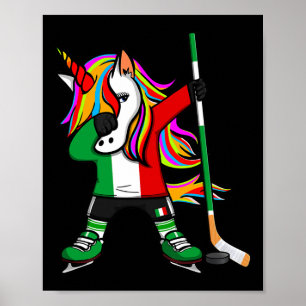 Poster Unicórnio Dabbing Itália Adeptos de Hóquei no Gelo