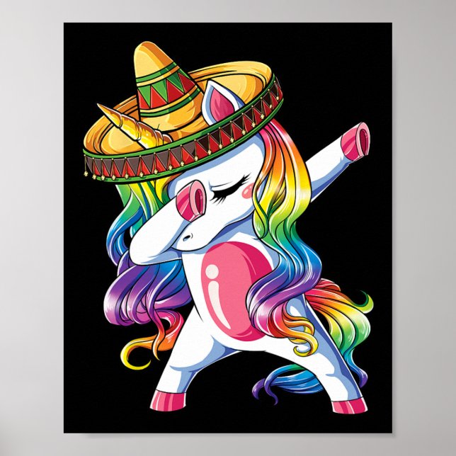 Poster Unicórnio Dançando Engraçado Cinco De Mayo Mulhere (Frente)