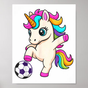 Poster Unicórnio de Futebol Kawaii Só Garota que Ama Venc