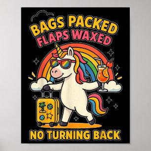 Poster Unicórnio de malas feitas Férias engraçadas inadeq