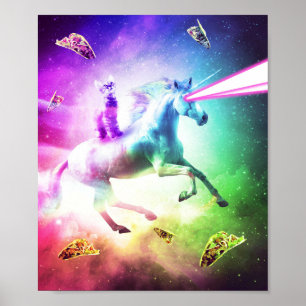Poster Unicórnio De Trilhos Espaciais - Laser, Tacos E R