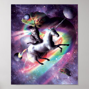 Poster Unicórnio De Trilhos Espaciais - Laser, Tacos E Ra
