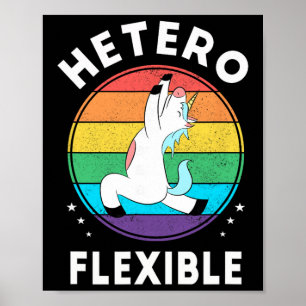 Poster Unicórnio de Yoga Engraçado Heteroflexível Aliado