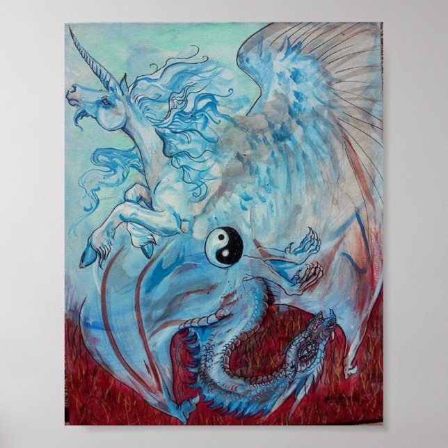 Póster Unicórnio e Dragão Yin Yang (Frente)