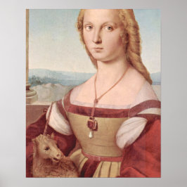 Póster Unicórnio e Senhora da Pintura de Rafael Renascenç